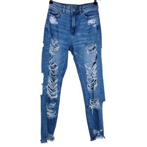 American Eagle Outfitters High Rise Distressed Blue Jeans